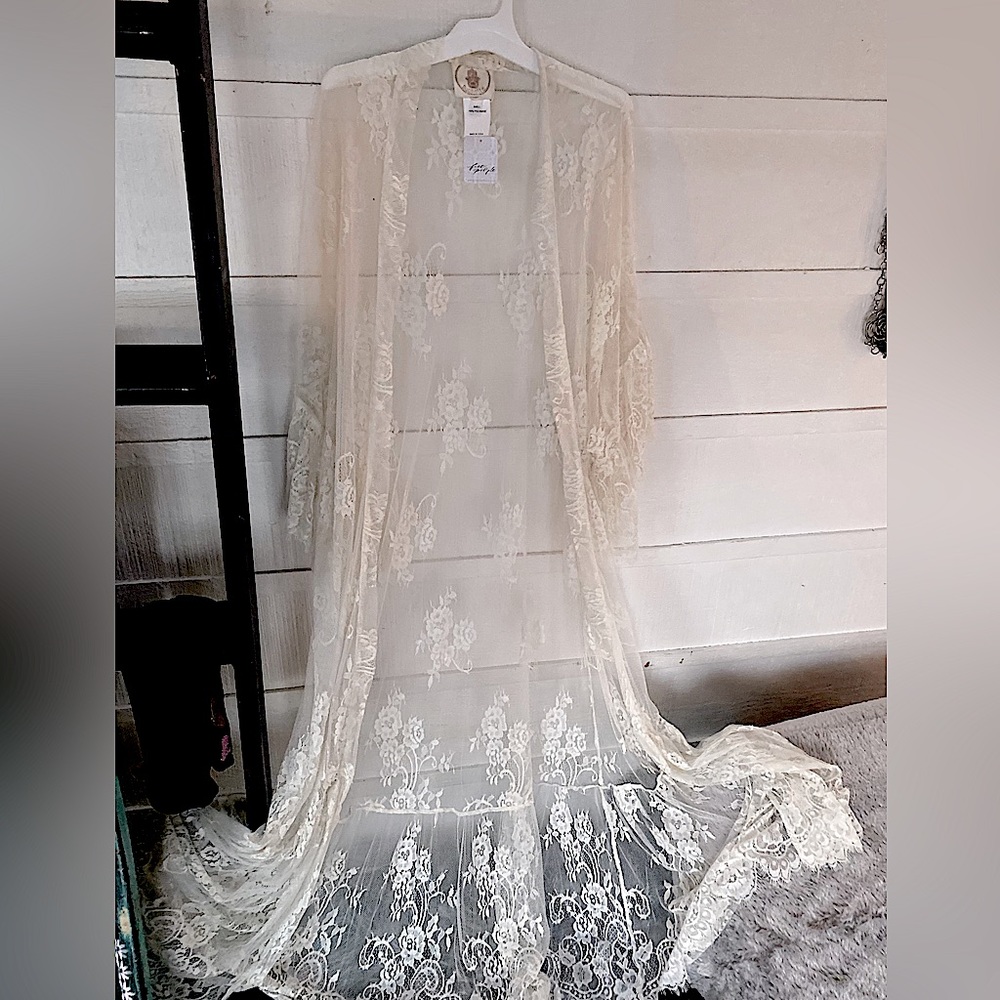 White free people lace duster